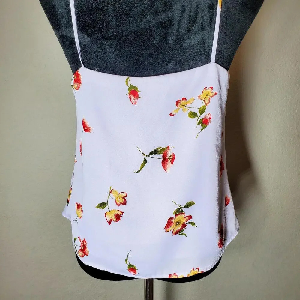 Leith Purple Floral Spaghetti Strap V-Neck Tank Top Cami Size Small - Picture 5 of 12
